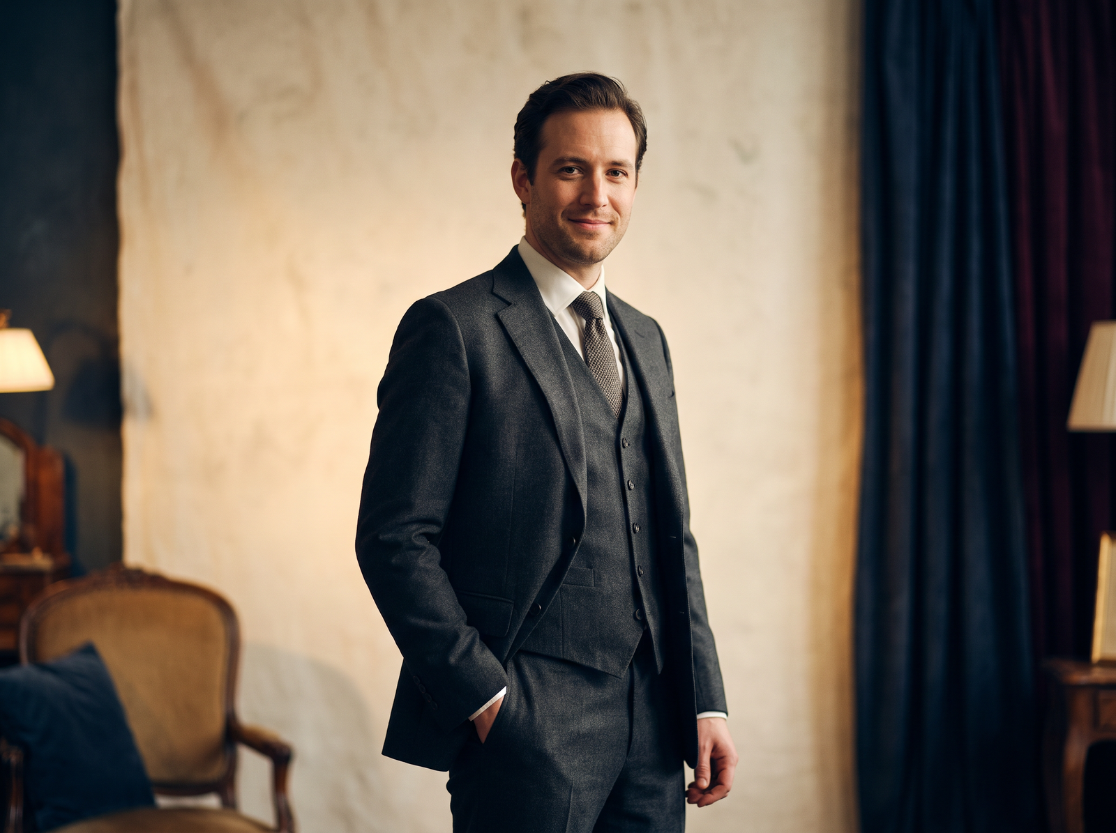 Tailored men's three-piece suit